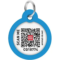 Адресник для собак і котів Waudog Smart ID з QR паспортом Градієнт блакитний 30 мм - мініатюра 4