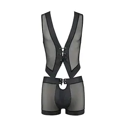 Комплект чоловічої білизни на шнурівці Passion 053 SET WILLIAM L/XL Black, жилет, боксери - мініатюра 5