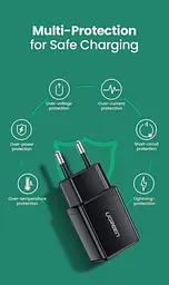 Мережевий зарядний пристрій Ugreen ED011 USB Wall Charger 2.1A чорний (50459) - мініатюра 2