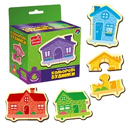 Дитячі магнітні пазли "Кольорові будинки" Vladi Toys VT1733-03, 6 картинок - мініатюра 2