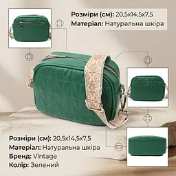 Жіноча сумка з натуральної шкіри Vintage 22613 зелена - мініатюра 3