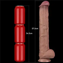 Фалоімітатор Dual-Layered Silicone Nature Cock 14.5'' 37.5 см коричневий - мініатюра 8