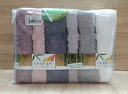 Набір бамбукових махрових турецьких рушників Cestepe 6 штук Bamboo Damaks 50х90 - мініатюра 4