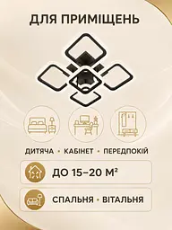 Люстра стельова LED 55 Вт 50×50 см з пультом, регулюванням яскравості та температури світла, чорна (2112820548) - мініатюра 7