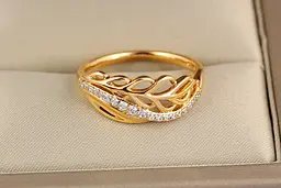 Кільце Xuping Jewelry стиглий колосок з хвилястою смужкою 8 мм р 18 золотисте