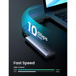 Зовнішня кишеня Ugreen USB-C Female to M.2 M-Key 10G Enclosure C TO C Cable 50cm (UGR-10902) - мініатюра 2