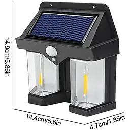 Світильник настінний XPRO HW-999-3 LED сонячний з датчиком руху чорний (43026-HW-999-3_224) - мініатюра 5