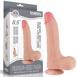 Фалоімітатор Sliding-Skin Dual Layer Dong 8.5'' 22 см тілесний - мініатюра 15