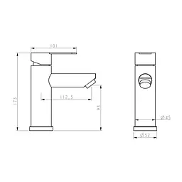 Змішувач для раковини Brinex Pure 001F низький Nickel BRIPUR001FNKL - мініатюра 2