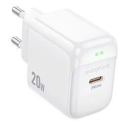 Мережевий зарядний пристрій Borofone BAS43A Type-C PD/QC 20W 100-240V AC 50/60Hz 0.6A White (35134_3345025) - мініатюра 4