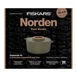 Каструля чавунна Fiskars Norden 4л колір кропива (1071128) - мініатюра 6
