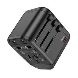 Універсальний зарядний пристрій Hoco AC15 Walker Three-Port PD20W(1C2A) Universal Conversion Charger Black - мініатюра 4