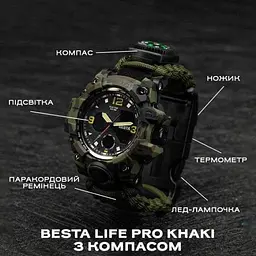 Чоловічий наручний годинник Besta Life Pro з компасом (Хакі) - мініатюра 8