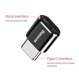 Переходник BASEUS mini Micro USB to Type-C 2.4A (CAMOTG-01) - мініатюра 3
