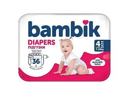 Підгузки BAMBIK №4 36шт дитячі medium maxi (7-18кг)