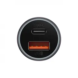 АЗП Baseus Golden Contactor Max Dual Fast Charger Car Charger U + C 60W Dark Gray - мініатюра 2