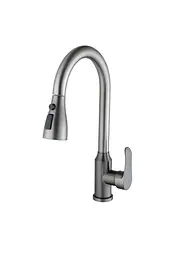 Змішувач кухонний EcoMIX Stella STL-2031-GP витяжний з лійкою для миття посуду нержавійка графіт
