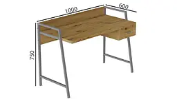Письмовий стіл Ferrum-decor Комфорт 750x1000x600 Сірий метал ДСП Дуб Артізан 32 мм (FRD-103434) - мініатюра 3