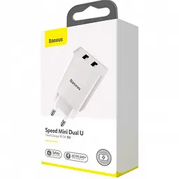 Мережевий зарядний пристрій Baseus Speed ​​Xiaomini Dual U Charger 2USB 10.5W CCFS-R02 White - мініатюра 4