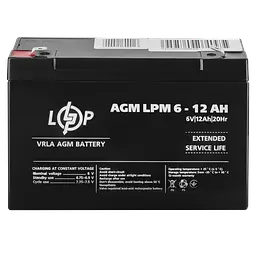 Акумулятор AGM LogicPower LPM 6 V - 12 Ah (LP4159) - мініатюра 2
