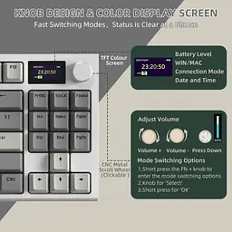 Клавіатура бездротова K86, Retro Grey, Bluetooth 5.0 / 2.4GHz USB / Type-C, механічна ( Attack Shark teh0028302 - мініатюра 3