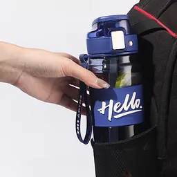 Пляшка для води спортивна Hello 860 мл з тубочкою та ручкою, синій Happy Life HP17303BL - мініатюра 6