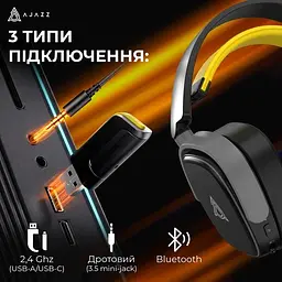 Навушники Ajazz AHM09 MAX Black Gray Yellow (AHM09-MAX-BGY) - мініатюра 8