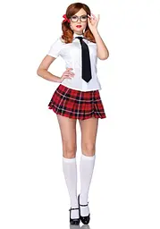 Еротичний костюм школярки Leg Avenue Private School Sweetie M, сорочка, спідниця, краватка, оправа - мініатюра 2