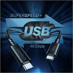 Дата кабель USB-C to USB-C 0.8m USB 4 100W 40Gbps 8K60Hz Choetech (XCC-1028) - мініатюра 3