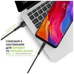 Дата кабель USB 2.0 AM to Type-C 2.0m Black Intaleo (1283126521423) - мініатюра 5