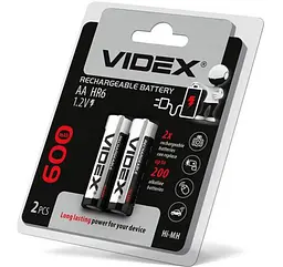 Акумуляторна батарейка Videx AA HR6 600mAh 2 шт
