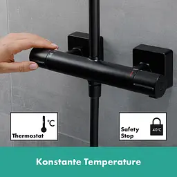 Душова система Hansgrohe Vernis Shape Showerpipe 240 1jet з термостатом Matt Black 26427670, Чорний матовий - мініатюра 2