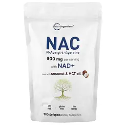 NAC (N-ацетил-L-цистеин) NAC With NAD+ 300 жидких капсул Micro Ingredients vit0006616