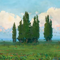 Інтер'єрна картина Пейзаж з кіпарисами, Труш Іван (1900), інтер'єрний декор, 48×60 см (id6942) - мініатюра 4