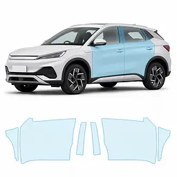 Антигравійна захисна бронеплівка за лекалами для BYD Atto 3 (Yuan Plus) I 2022-2024 - зони дверей і стійки вікон