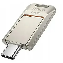 USB флеш накопичувач Hoco UD17 64GB Type-C металевий сріблястий