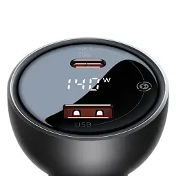 Автомобільний зарядний пристрій Baseus Digital Display PD3.1 Dual Fast Charger Car Charger USB+Type-C 140W Set CGZX070001 Black - мініатюра 6