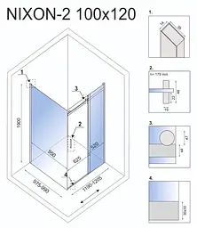Душова кабіна Rea Nixon 100x120 P chrome REA-K5014 + REA-K5003, Хром, Права, прозорий, хром - мініатюра 7