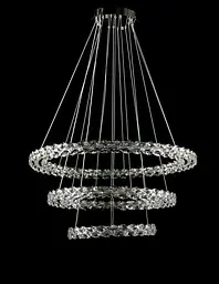 Триярусна хромована світлодіодна люстра Splendid Ray L33152/400+600+800/3 LED (CR) з кришталевими кільцями 40/60/80 см - мініатюра 2