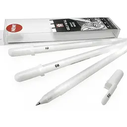 Набір гелевих ручок Sakura Basic White 3 розміри (05-08-10) Білі - мініатюра 2