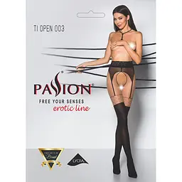 Еротичні колготки Tiopen 003 nero (20/40 den) - Passion імітація панчох та пояса 1/2 - мініатюра 5