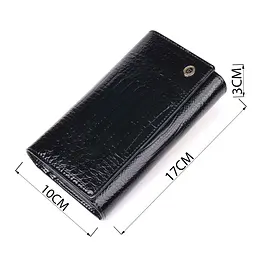 Лаковий жіночий гаманець з візитницею ST Leather 19403 чорний