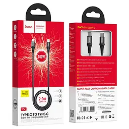 Кабель Hoco X50 Type-C to Type-C Exquisito 100W charging data cable ( L-2M ) Black - мініатюра 2