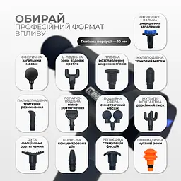 Перкусійний вібромасажер EasyFit UltraGun 13 насадок - мініатюра 2