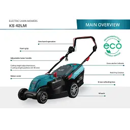 Газонокосарка електрична Konner & Sohnen KS 42LM 1800В 42 см (KS 42LM) - мініатюра 10