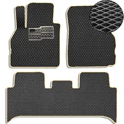 Килимки в салон EVA для Renault Scenic / Grand Scenic II 2003-2009 з підп'ятником Чорні-Бежовий кант 5 шт