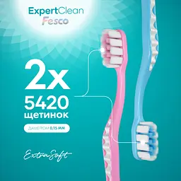 Зубна щітка Fesco Expert Clean рожева, блакитна 2 шт.  - мініатюра 3