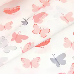 Дитяча постільна білизна в ліжечко BUTTERFLY SC8, бежевий (ButterfliesRoseRedGray_43Rosette_140) - мініатюра 10