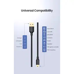 Дата кабель USB 2.0 AM to Mini 5P 0.5m black Ugreen (10354) - мініатюра 5