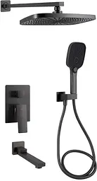 Душова система універсальна Qtap Gemini Gunmetal Black PVD прихованого монтажу QTGEM114GMB45704